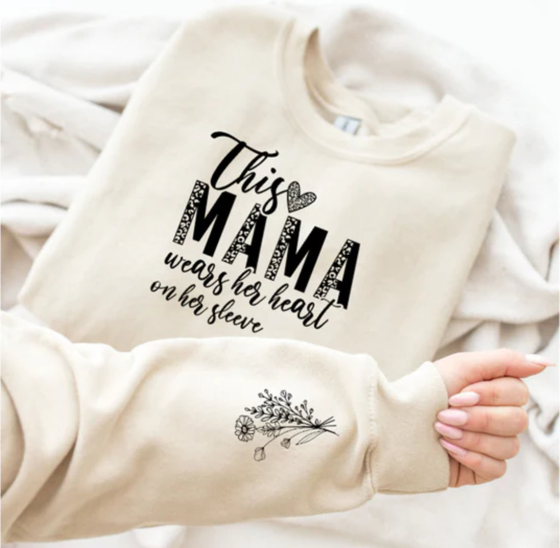 This Mama Wears Her Heart On Her Sleeve Screen Print Transfer