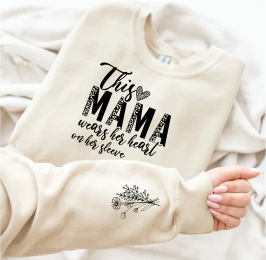 This Mama Wears Her Heart On Her Sleeve Screen Print Transfer