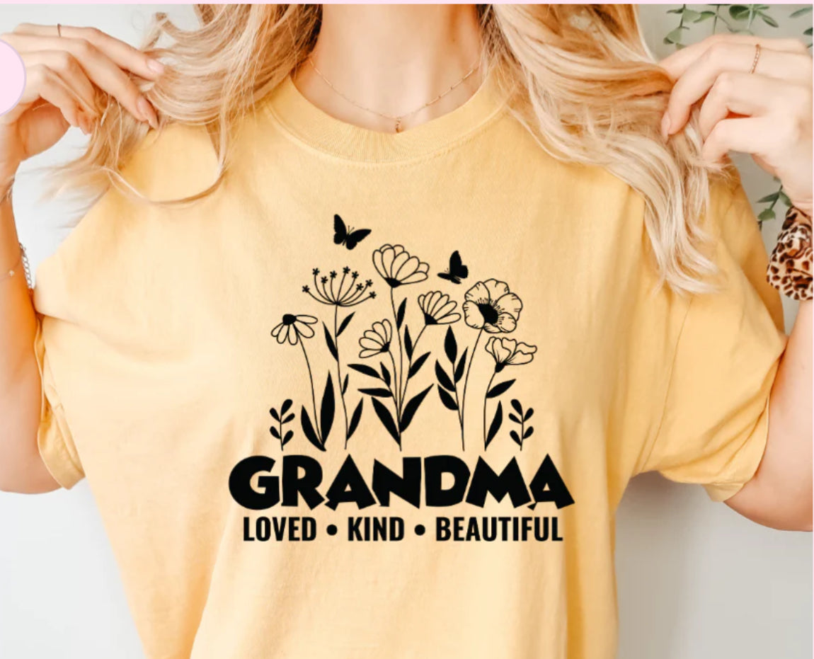 Grandma Beautiful Kind Loved Screen Print Transfer