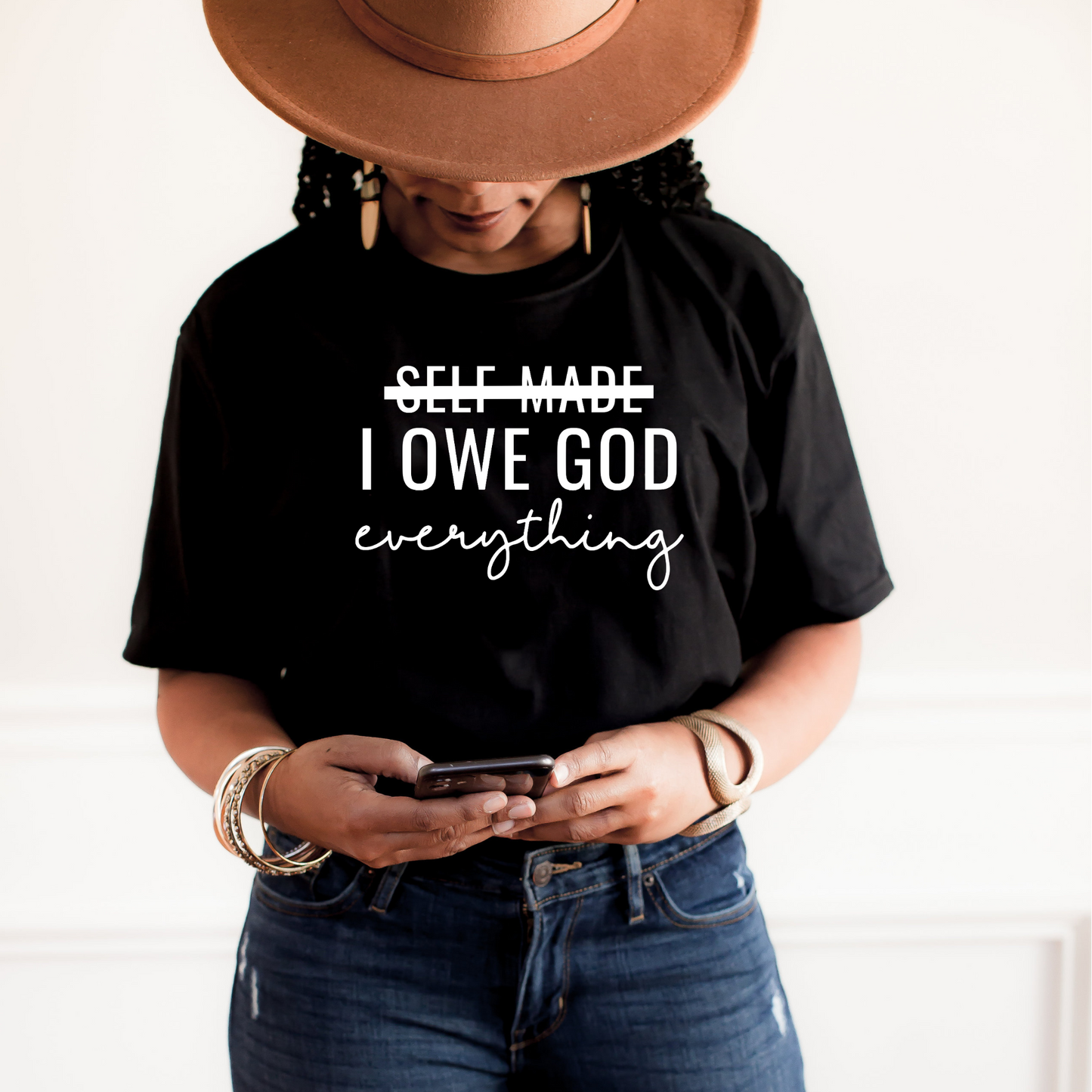 Self Made I Owe God Black T-Shirt